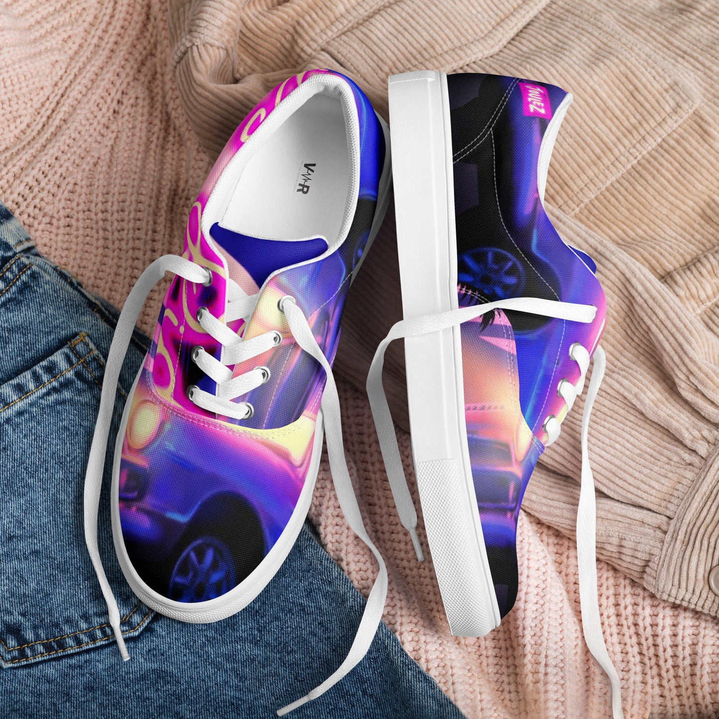 "Let's Ride - Joulez Nuklear" Men’s lace-up canvas shoes